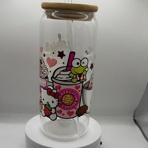 Cute Character Glass Tumbler with Straw
